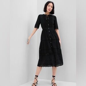 GAP Black Lace Button-Up Midi Dress, amazing worn condition, size Large